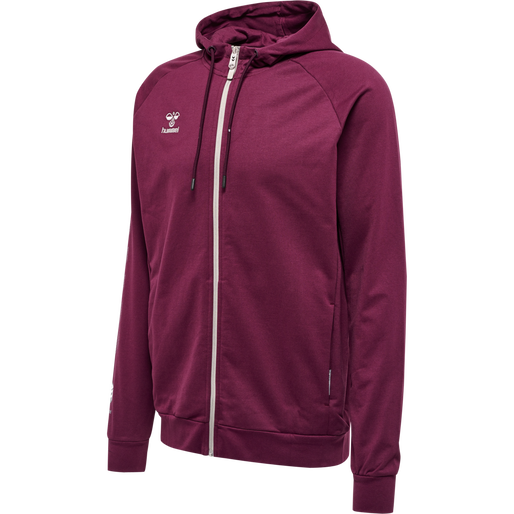 hmlMOVE GRID COTTON ZIP HOODIE, GRAPE WINE, packshot