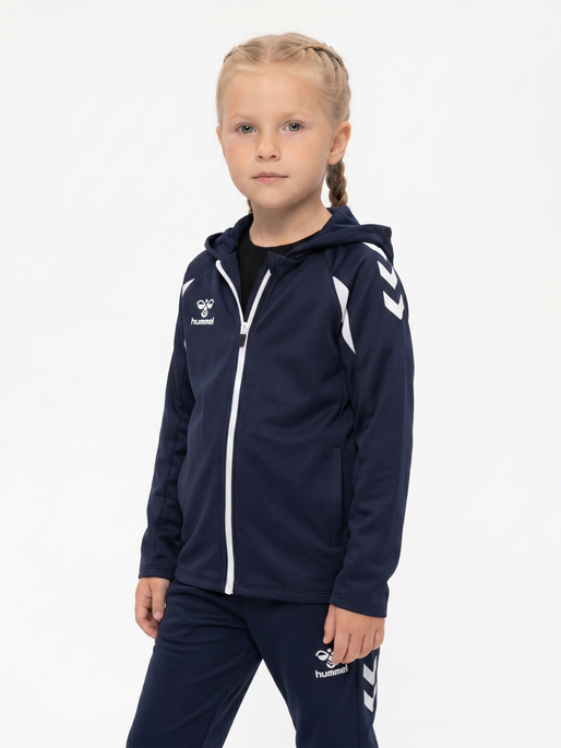 hmlCORE 2.0 ZIP HOODIE KIDS, MARINE/WHITE, model