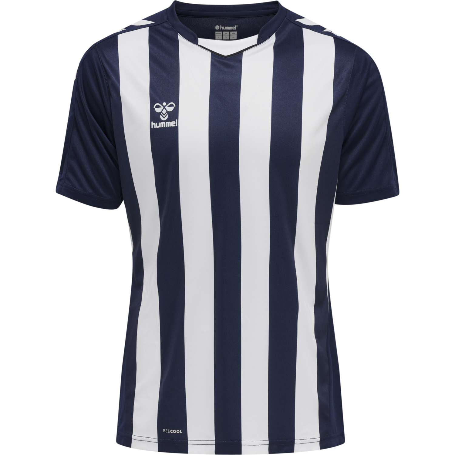 hmlCORE XK STRIPED JERSEY S/S, MARINE/WHITE, packshot