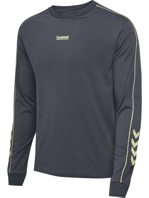 hmlPULSE PIPING T-SHIRT L/S, BLACKENED PEARL, packshot