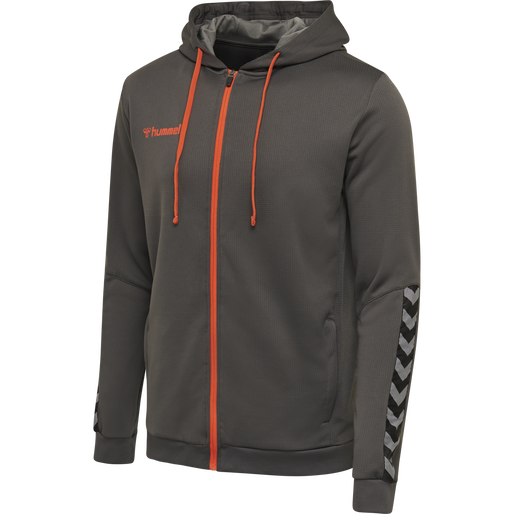 hmlAUTHENTIC KIDS POLY ZIP HOODIE, ASPHALT hmlAUTHENTIC KIDS POLY ZIP HOODIE, ASPHALT, packshot
