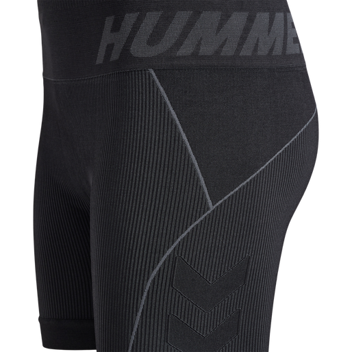 hmlTE CHRISTEL SEAMLESS SHORTS, BLACK/ASPHALT MELANGE, packshot