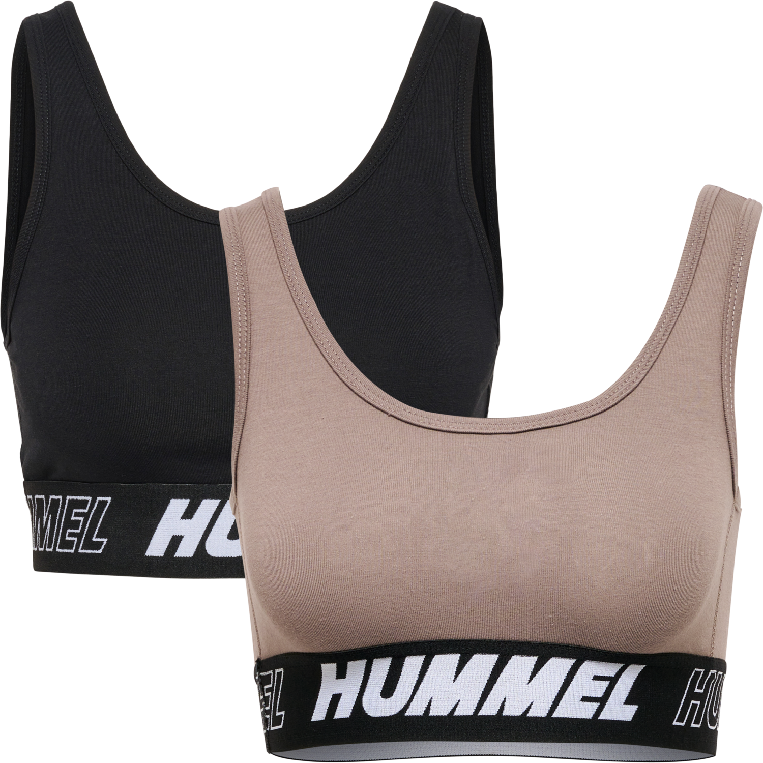 hmlTE MAJA 2-PACK COTTON SPORTS TOP, BLACK/DRIFTWOOD, packshot