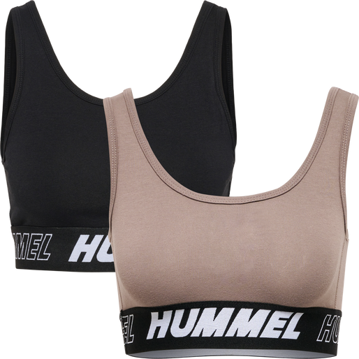 hmlTE MAJA 2-PACK COTTON SPORTS TOP, BLACK/DRIFTWOOD, packshot