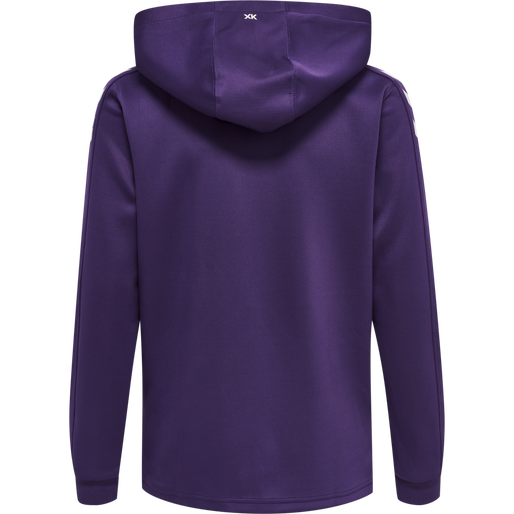 hmlCORE XK POLY ZIP HOOD SWEAT KIDS, ACAI/WHITE, packshot