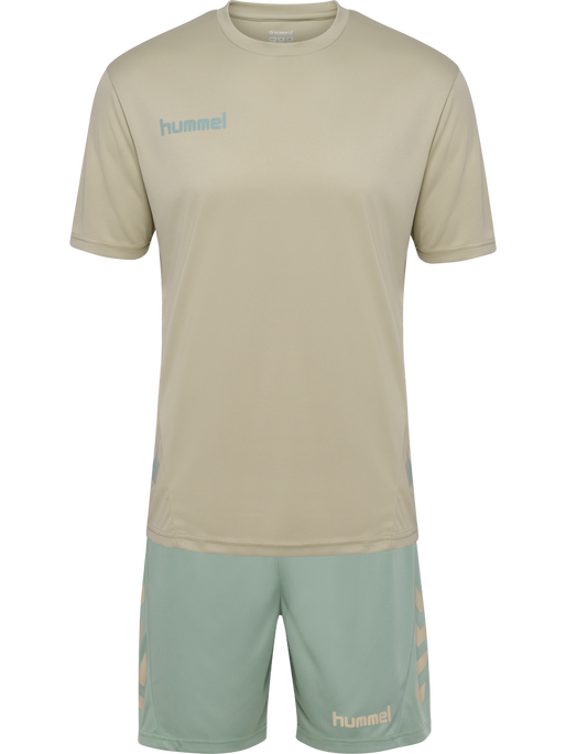 hmlPROMO DUO SET, ABBEY STONE/ICEBERG GREEN, packshot