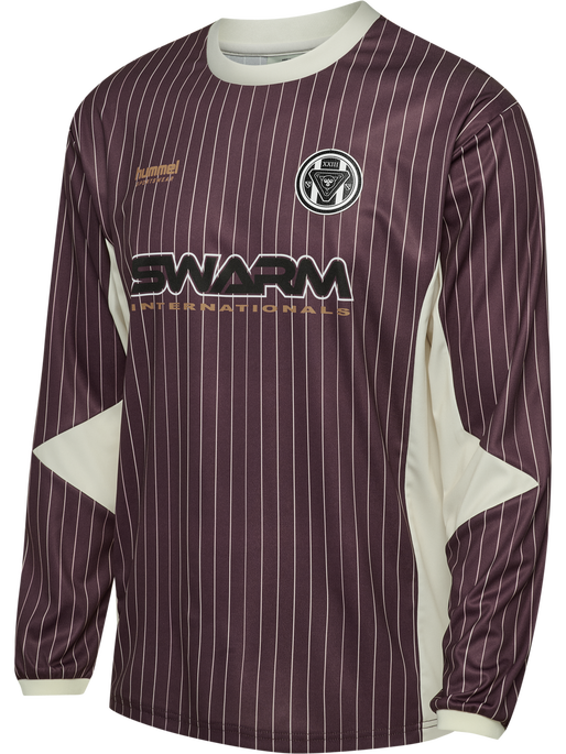 hmlLOOSE JERSEY LS STRIPE TOPSCORER, VINEYARD WINE, packshot