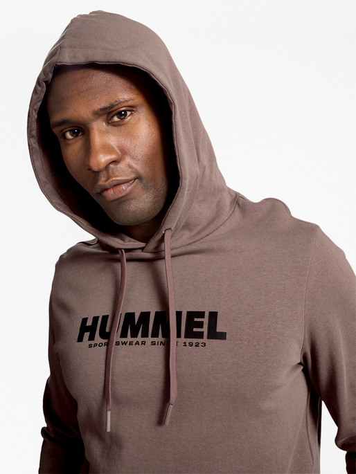 hmlLEGACY LOGO HOODIE, IRON, model