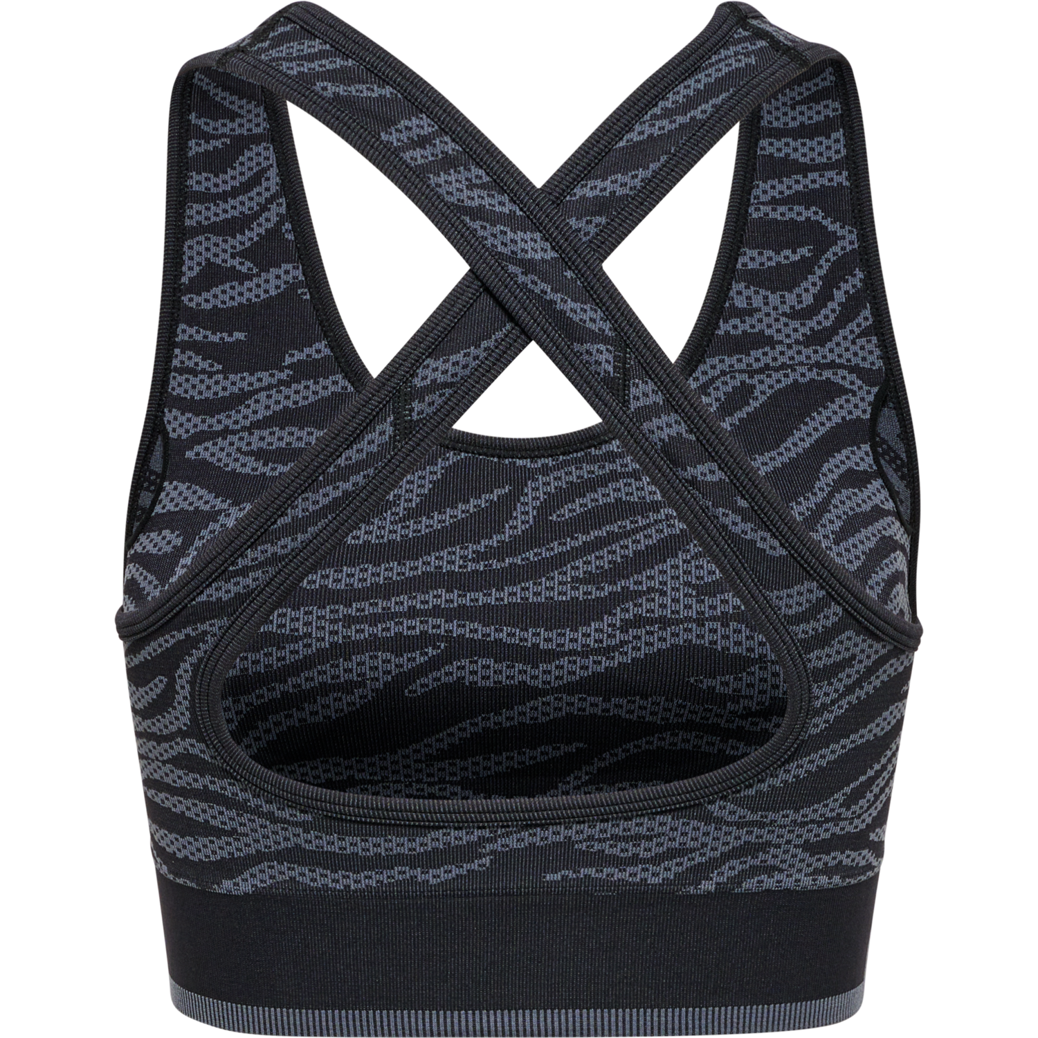 hmlMT SAGA SEAMLESS SPORTS TOP, BLACK/ASPHALT MELANGE, packshot