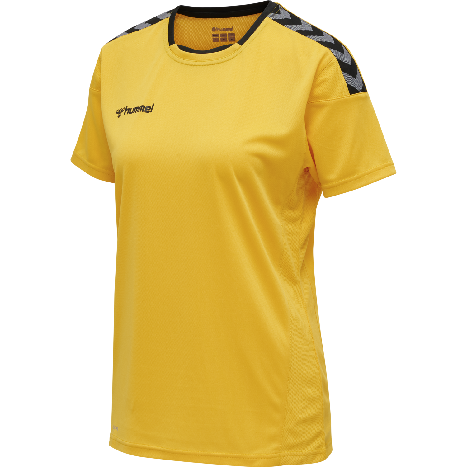 hmlAUTHENTIC POLY JERSEY WOMAN S/S, SPORTS YELLOW/BLACK, packshot