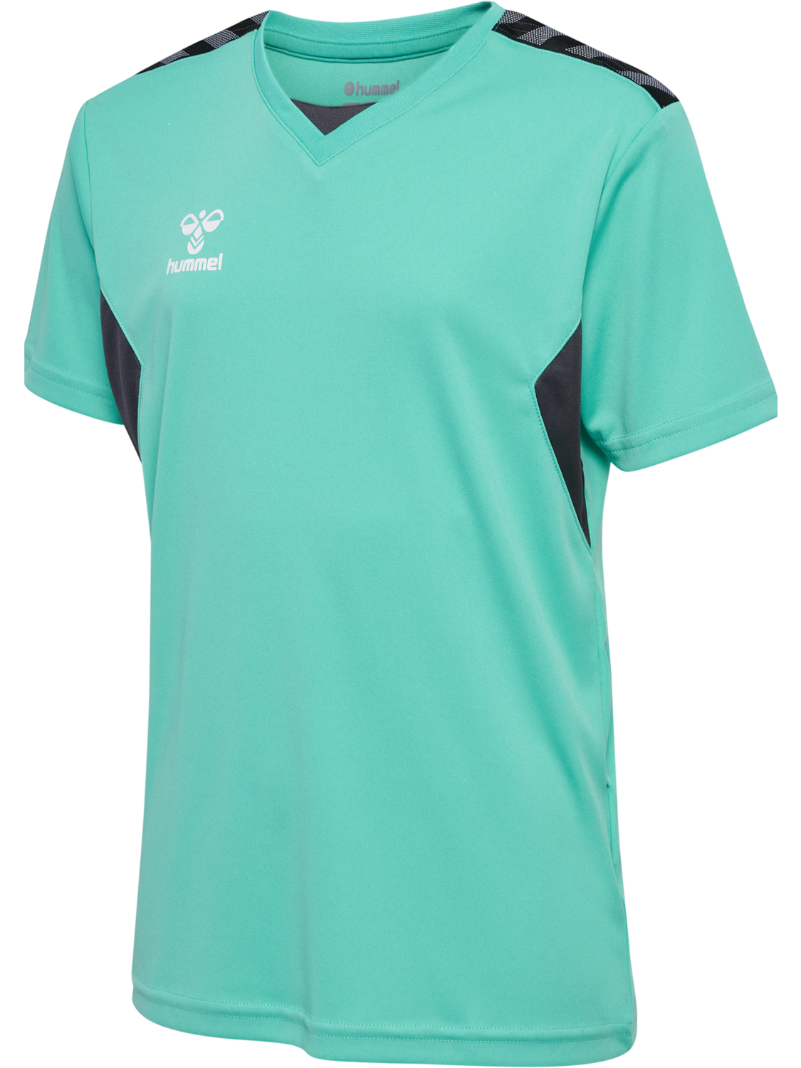 hmlAUTHENTIC PL JERSEY S/S KIDS, !TURQUOISE /ASPHALT, packshot