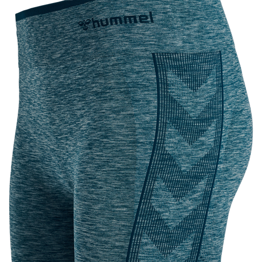hmlMT UNA SEAMLESS MID WAIST TIGHTS, DEEP TEAL MELANGE, packshot