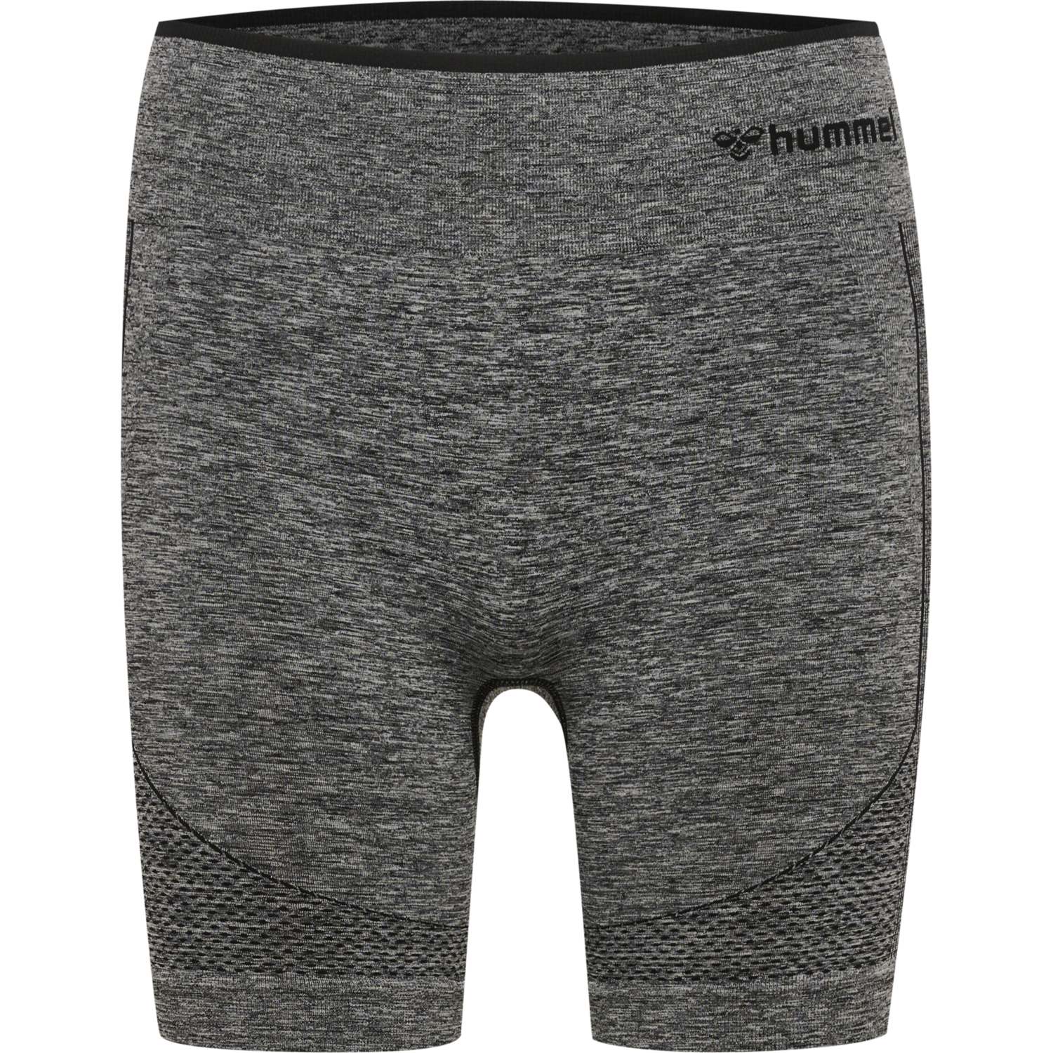 hmlMT UNA SEAMLESS MID WAIST SHORTS, BLACK MELANGE, packshot