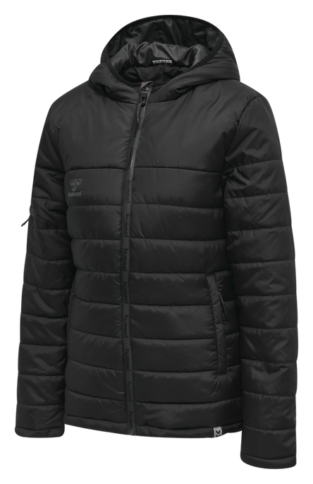 hmlNORTH QUILTED HOOD JACKET WOMAN, BLACK/ASPHALT, packshot