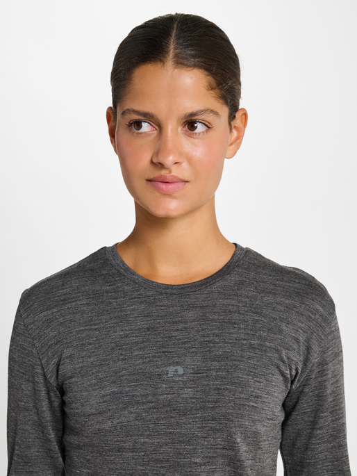 nwlTHERMA WOOL BLEND T-SHIRT L/S W, BLACK, model