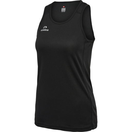 WOMEN'S ATHLETIC RUNNING SINGLET, BLACK, packshot