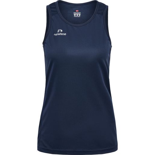 WOMEN'S ATHLETIC RUNNING SINGLET, BLACK IRIS, packshot