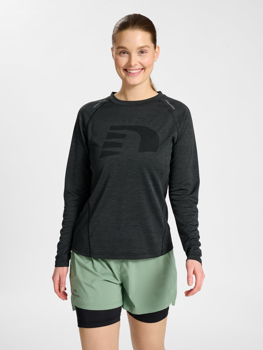 nwlORLANDO T-SHIRT L/S WOMAN, BLACK MELANGE, model