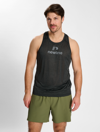 nwlFONTANA SINGLET MEN, BLACK MELANGE, model