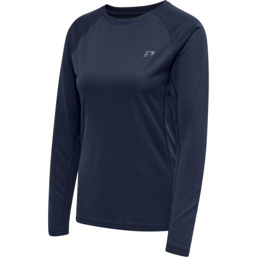 WOMEN CORE RUNNING T-SHIRT L/S, BLACK IRIS, packshot